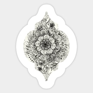 Messy Boho Floral in Charcoal and Cream Sticker